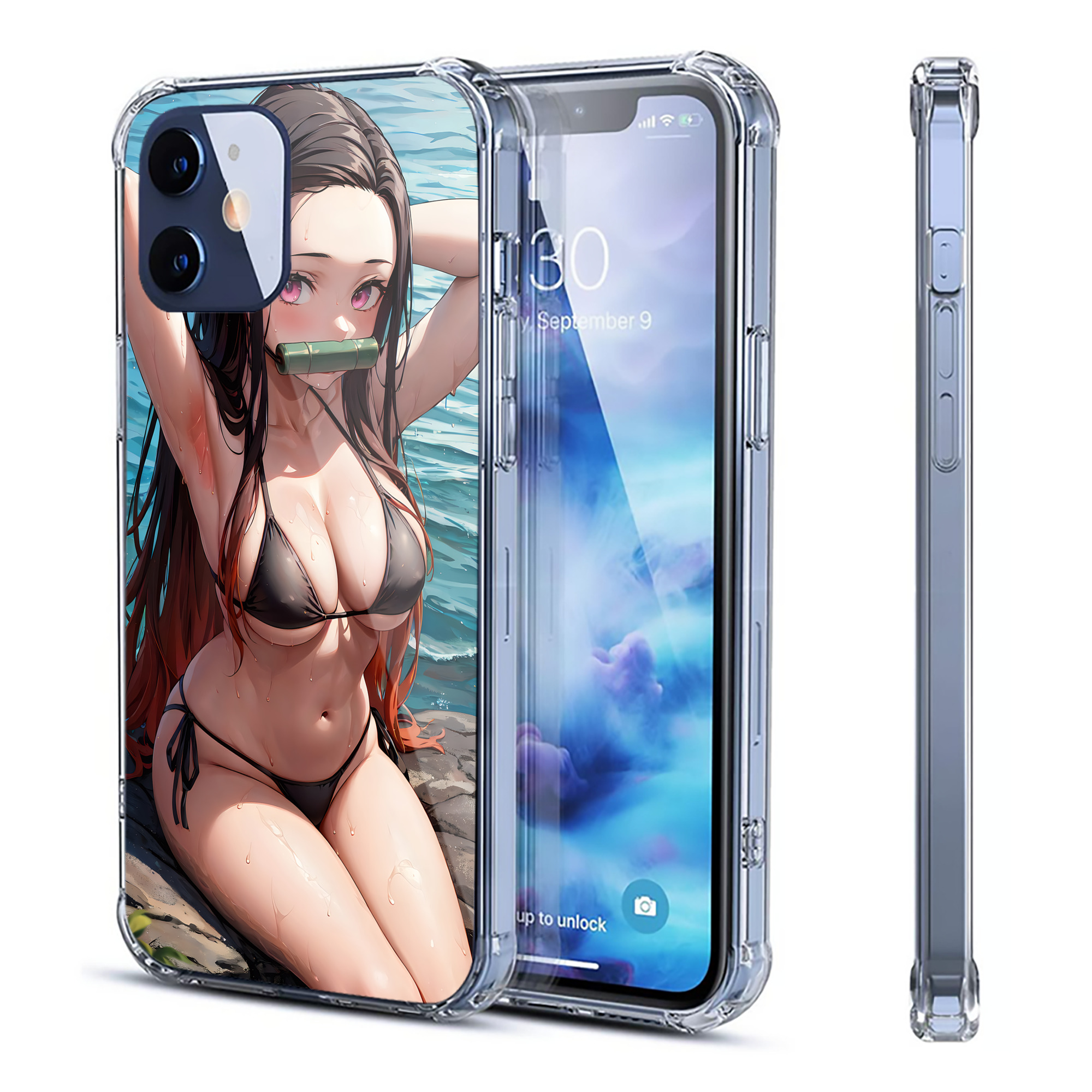 （画像用） 鬼滅の刃（きめつのやいば）竈門 禰󠄀豆子／かまど ねずこ Kamado Nezuko 【iPhone 12シリーズ対応】透明スマホケース（クリアソフトケース）